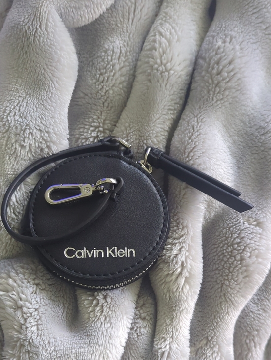Calvin Klein Handbags - Calvin Klein Black Round Leather Coin Case with Wrist Strap NWOT
